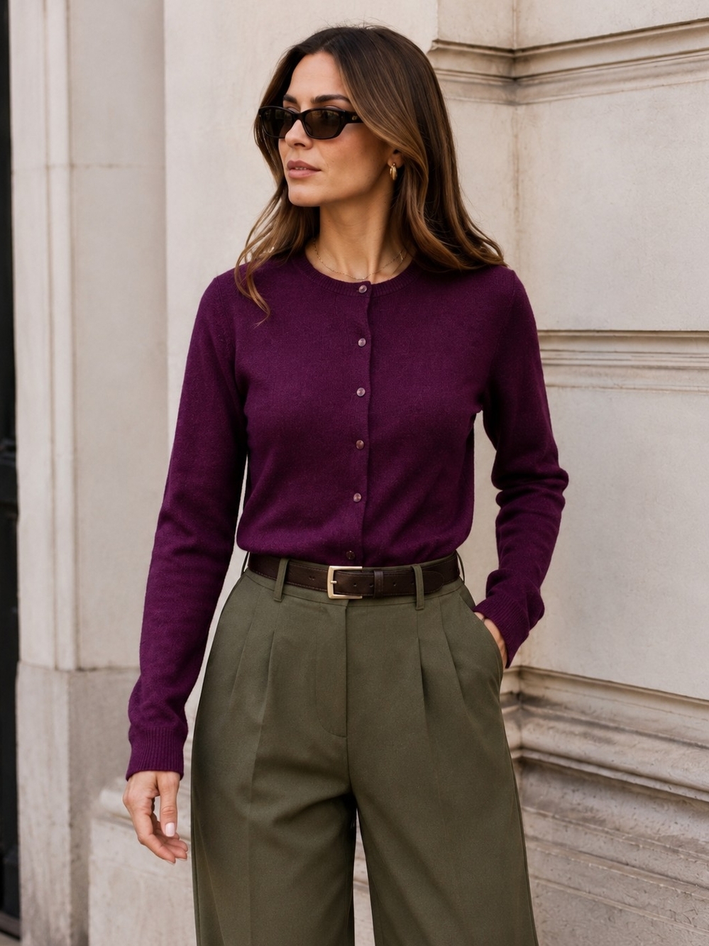 Luxury 100% Cashmere  Cardigan Charter Club Berry Plum Purple Size S